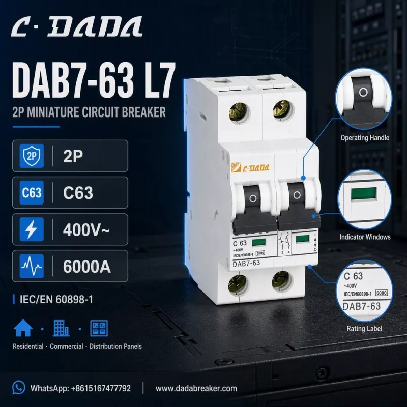DAB7-63 L7 2P MCB - Klara, Kompakta Protekto por Distribuaj Paneloj